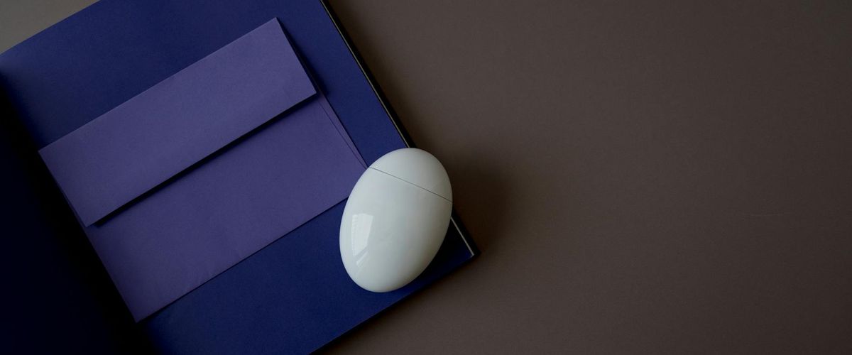 Panoramic view of a modern clean workspace with cooling blue tones